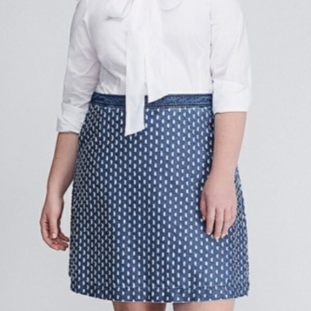 Lane Bryant Women Skirt Size 18 Denim Chambray Blue White Aline